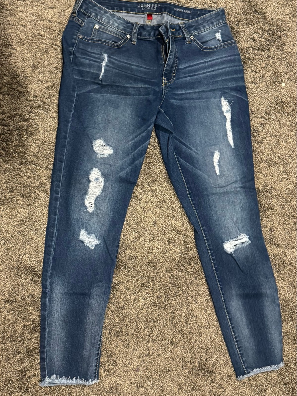Jennifer Lopez Medium Blue Distressed Skinny Ankle Jeans
